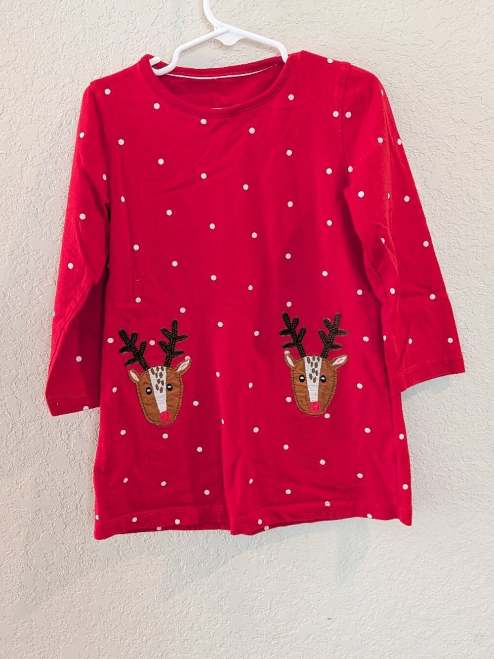Red Polka Dot Reindeer Tunic Dress Size 6